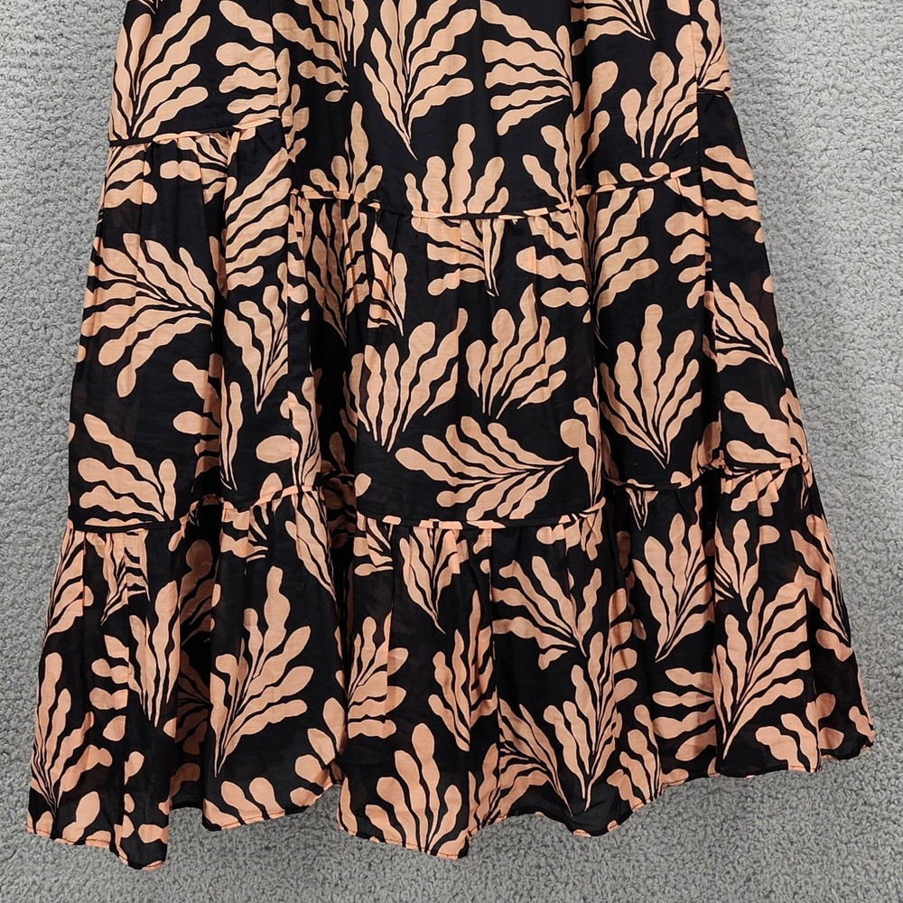 Diane von Furstenberg Black Peach Leaf Print Tiered Mini Dress Womens Medium M‎ - Picture 9 of 12